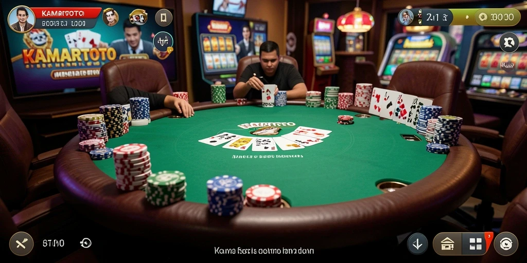 Screenshot KAMARTOTO menampilkan gameplay poker yang intens dan menyenangkan.