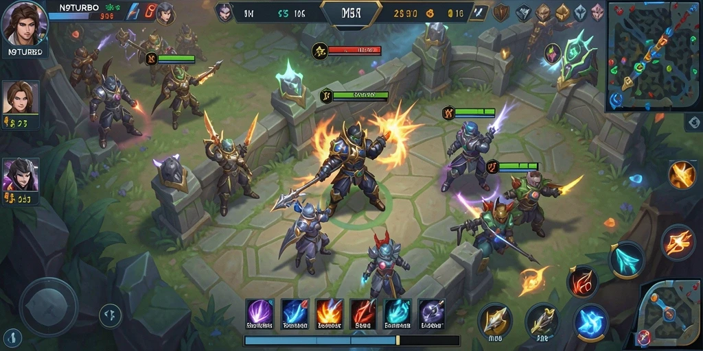 Gameplay seru dan menegangkan di N9TURBO, MOBA terbaik.