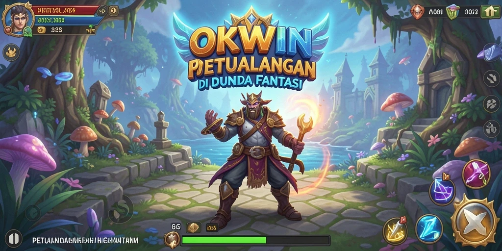 Screenshot aktif gameplay petualangan OKWIN yang penuh aksi.