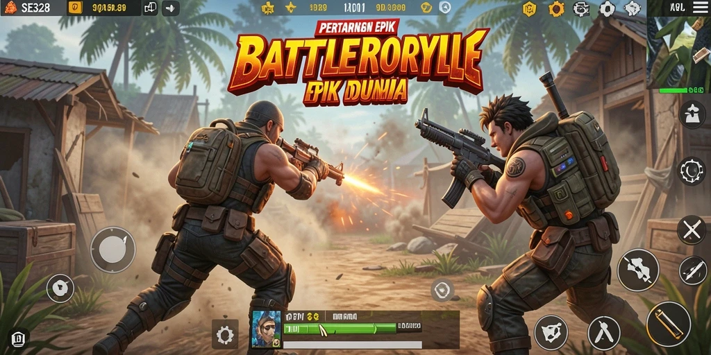 Tangkapan layar gameplay SE328 menampilkan pertarungan Battle Royale yang seru dan mendebarkan.