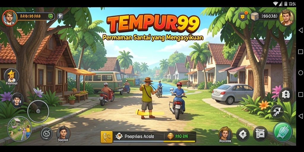 Tampilan gameplay seru dalam TEMPUR99 yang penuh warna.