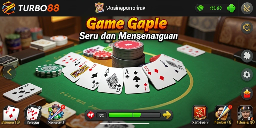 Gameplay menarik Gaple di TURBO88 dengan teman-teman.